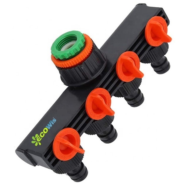 4 Way Garden Hose Valve Splitter Heavy Duty Faucet Manifold Fitting for Drip Irrigation Tap End Garden Water Hose Splitter