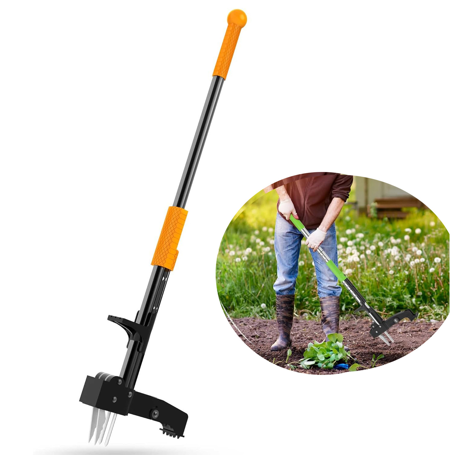 Heavy Duty Stand Up Weed Puller Foot Pedals Lawn Garden Claw Weed Removal Tool Weeder Weeding Puller