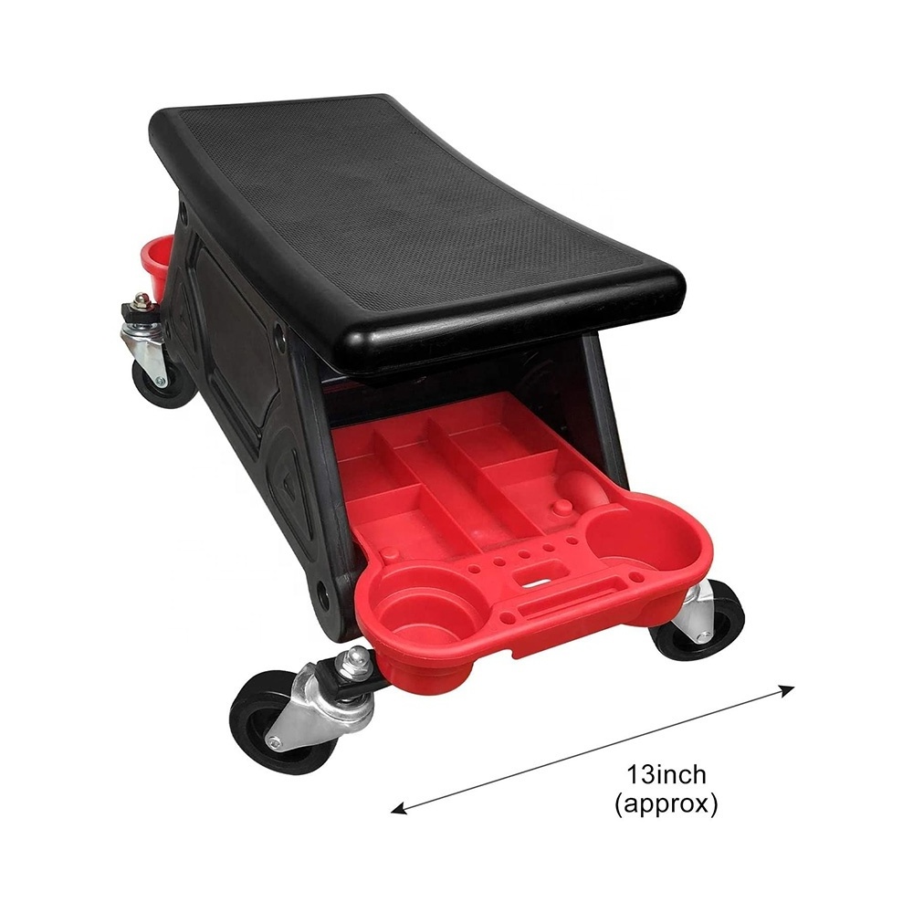 Wheeled Mobile Rolling Garden Seat Cart with Removable Tool Tray