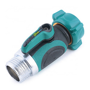 1 Way Metal Garden Hose Connector, Water Splitter Shut Off Valve with Easy Turn Control