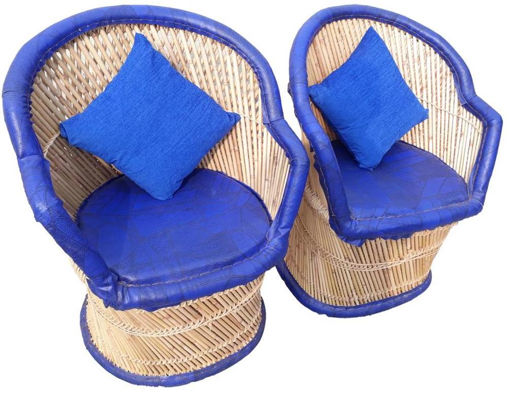 2024 Ergonomically Bamboo Luxury Cushion Rattan Wicker Chairs Set of 2 pcs for Office Garden Restaurant Patio Balcony Outdoor Chair