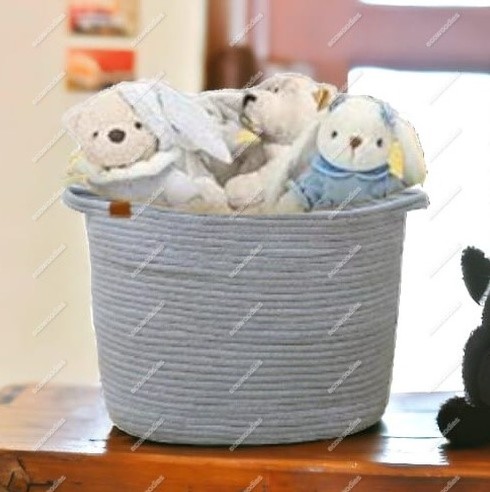 Large Cotton Rope Woven Laundry Basket  Storage Bin Woven Big Organizer Clothes Toy Cotton Rope Storage Basket With  Handles