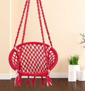 Stylish Rattan Hanging  Patio Swing Chair Hammock Outdoor Hanging Swing for Adults Cotton Netted Rope Large Swing Chair