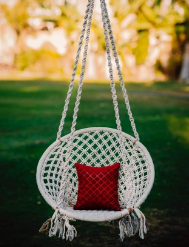 Stylish Rattan Hanging  Patio Swing Chair Hammock Outdoor Hanging Swing for Adults Cotton Netted Rope Large Swing Chair