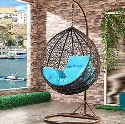 Stylish Rattan Hanging  Patio Swing Chair Hammock Outdoor Hanging Swing for Adults Cotton Netted Rope Large Swing Chair