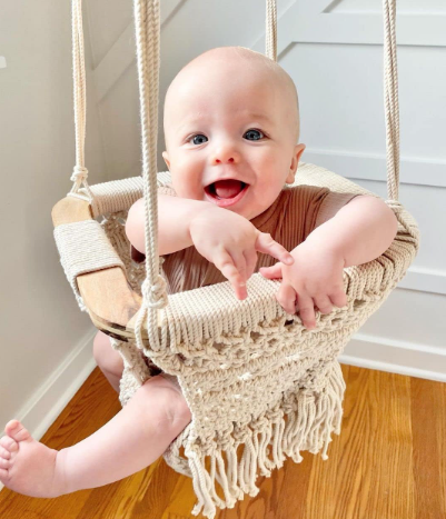 Best Price Handmade Hanging Macrame Hammock Cotton Rope  Chair Cotton Cord Chair Swing For Baby Indoor Decoration Swing Chair