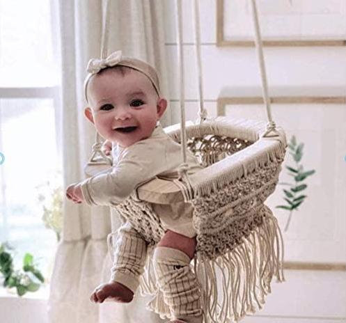 Best Price Handmade Hanging Macrame Hammock Cotton Rope  Chair Cotton Cord Chair Swing For Baby Indoor Decoration Swing Chair