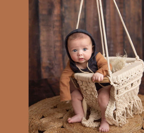 Best Price Eco Friendly Baby Hanging Chair Handmade White Cotton Woven Macrame Hanging Swing Cotton Rope for Baby Wood Modern