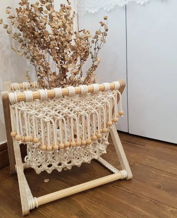 Best Price Lovely Folding Home Decors Handmade Woven Rack Macrame Magazine Books Newspapers Holder