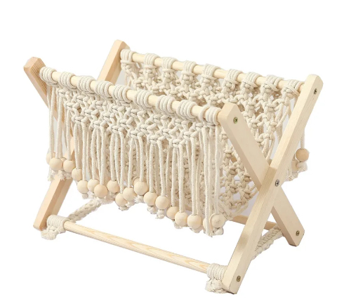 Best Price Lovely Folding Home Decors Handmade Woven Rack Macrame Magazine Books Newspapers Holder