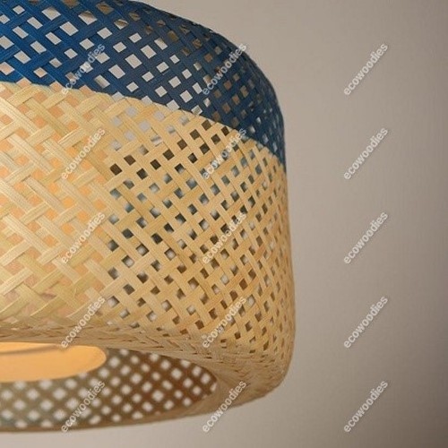 Wicker Bamboo Lamp Shade Indoor Light Handcrafted Rattan Hanging Platter Bamboo Chandeliers Creative Rattan Pendant Lampshade