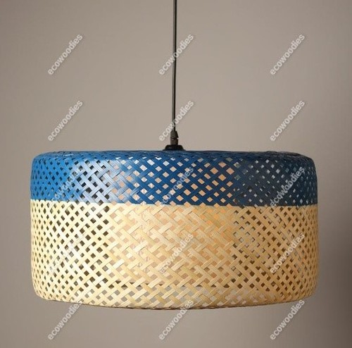 Wicker Bamboo Lamp Shade Indoor Light Handcrafted Rattan Hanging Platter Bamboo Chandeliers Creative Rattan Pendant Lampshade