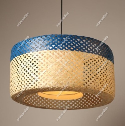 Wicker Bamboo Lamp Shade Indoor Light Handcrafted Rattan Hanging Platter Bamboo Chandeliers Creative Rattan Pendant Lampshade