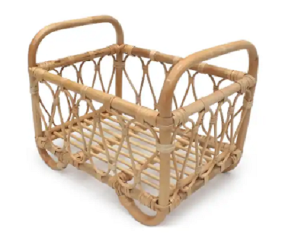 Toddlers Pretend Teddy Toys Doll Miniature Handcrafted Rattan Doll Furniture  Baby Doll Cribs Cradle Wholesale Price