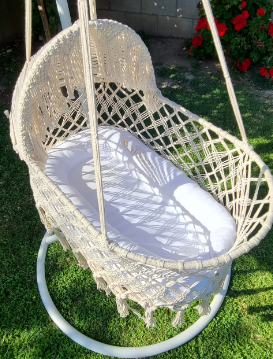 Best Price Macrame Lovely Simple Designer Newborn Sleeping Baby Oval Shape Bamboo Rattan Swing Jhula  Bassinet Cradle  for Baby