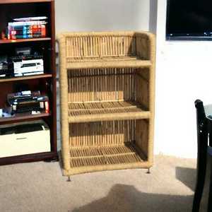 Top Quality Handmade Natural Bamboo Fiber Rectangular 3 Shelf wicker Storage  For Outdoor Indoor Use Shelve Organizer