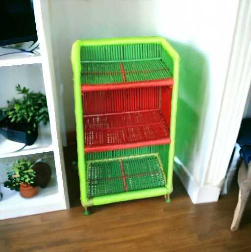 Low Price Bamboo Book Shelf Rack With Shelve Handmade Eco-Friendly Cane Bamboo Shelves Rack with 3 Shelves For Your Home Decor