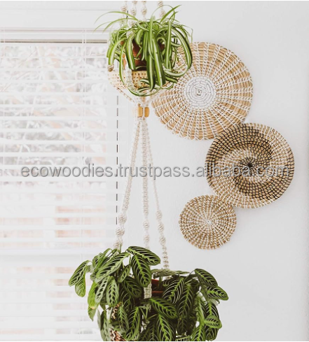 Latest Price Seagrass Rattan Woven Basket Wall Decor  Durable Simple Hangings for Living Room  Bamboo Wall Hanging