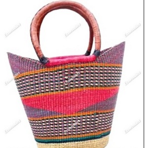 Premium Underarm Bag Fashionable Woven Straw Water Hyacinth Seagrass Wicker Basket Storage with Handle Handicrafts Bag for Women