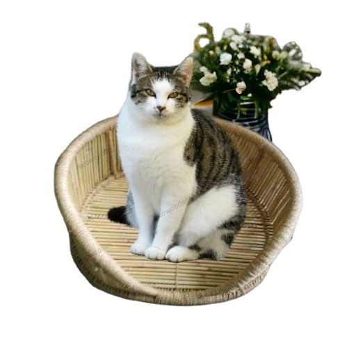 Factory Price Environmental Friendly Pet Beds Vintage Wicker Pet Dog Cat Animal Sitting Bamboo Basket Gift For Pet Lover