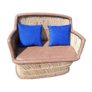 Ready To Ship  High Quality Indoor Outdoor Bamboo Cane Sofa Vintage Rattan Furniture For Living Room  Cushion Sofa