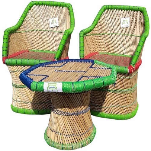 Bamboo Chair Set With Table Handicraft Multicolor Wholesale Price Chair Set For Living Room Home Decor Chair For Cafe Restaurant