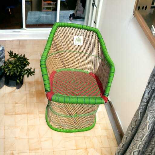 Best Selling Handmade Eco-Friendly Natural Bamboo Cane Mudda Chair For Living Room Restaurant Garden