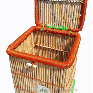 Modern Ecofriendly Bamboo Rattan Folding Laundry Hamper Dirty Clothes Storage Basket With Lid Furniture For Bathroom