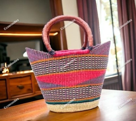 Premium Underarm Bag Fashionable Woven Straw Water Hyacinth Seagrass Wicker Basket Storage with Handle Handicrafts Bag for Women