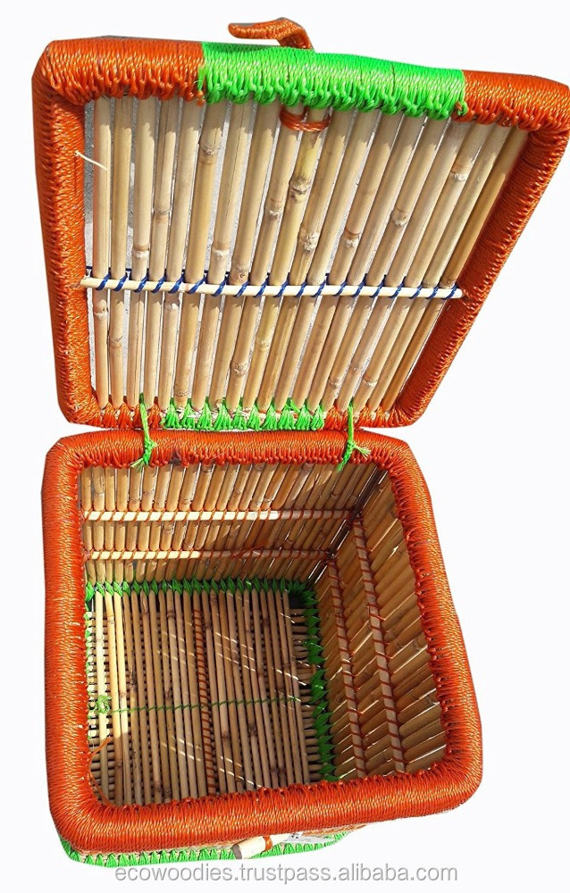 Wholesale Custom Hand Woven Bamboo Rattan Wicker Storage Basket with Lid Manufacturers New Fashion Design