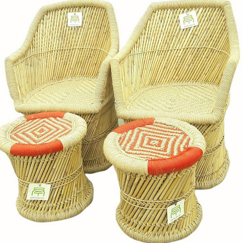 Best Price Modern Design Dining Stool Set With Chair Hand Woven Rattan Chair with Round Ottoman Living Room Garden Furniture