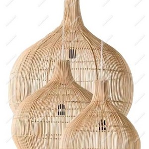 Minimalist Home Living Room Decor Rattan Lamp Shade Cover Bamboo Wicker Lampshade Hanging Indoor Chandelier Pendant Light