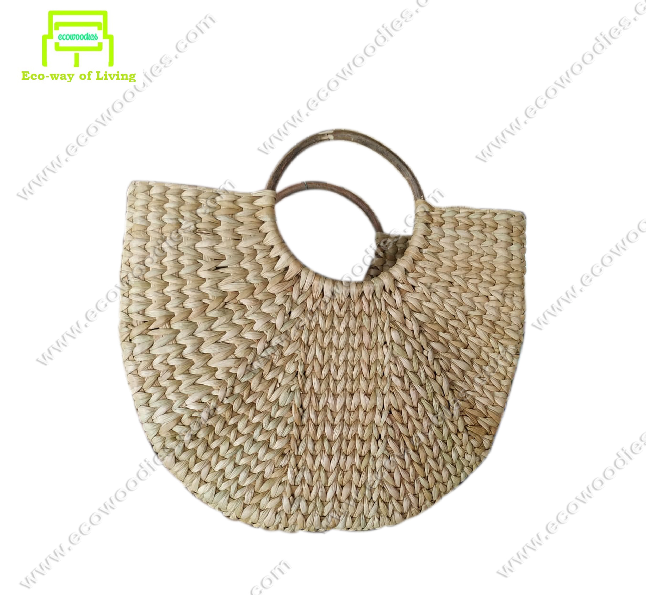 Handmade High Quality Eco Friendly Rattan Cane Sea Grass Straw Summer Beach Handbag Hobo Mini Ring Tote Handle Retro Spacious