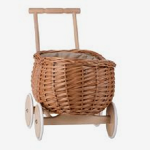 Eco-friendly Handmade  Hot Trending  Rattan Wicker Stroller For Toy Baby Doll Carrier Rattan Stroller Kid Toddler Toys Wholesale