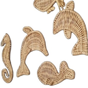 Elegant Handmade Wall Decor Wicker Rattan Dolphin Woven Rattan Seahorse Little Fish Kids Room Decor Eco-friendly Ornaments