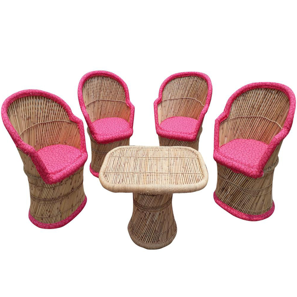 2024 Eco-Friendly Vintage Living Room Leather Sofas Set 4 Chairs Coffee Table Furniture Rattan Bamboo Restaurant Garden Sets