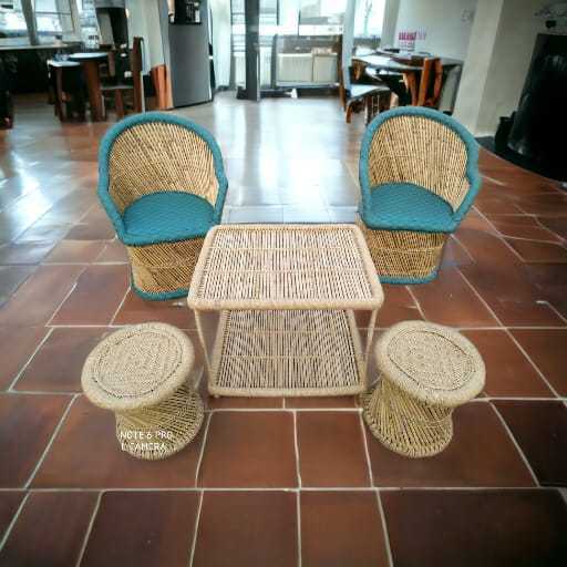 Vintage Wooden Outdoor Garden Furniture Set Fashion rattan chairs ottomans table set wicker garden chair set outdoor furniture