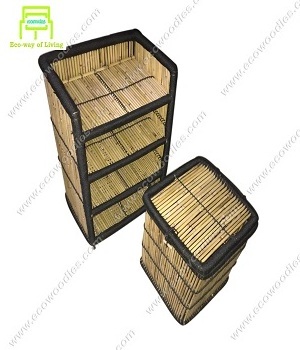 Handicraft Eco friendly Clothes Toys Books Kitchen Wardrobe Closet Frame Bamboo Rattan Cabinet Best Price