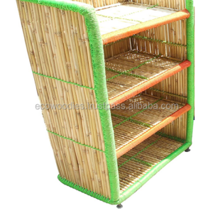 Handicraft Eco friendly Clothes Toys Books Kitchen Wardrobe Closet Frame Bamboo Rattan Cabinet Best Price