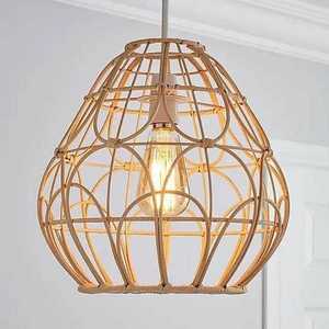 2023  Rattan Wicker Round Bamboo rattan chandelier Pendant Light Hanging Led Ceiling Light Dining Room Living Room Chandelier