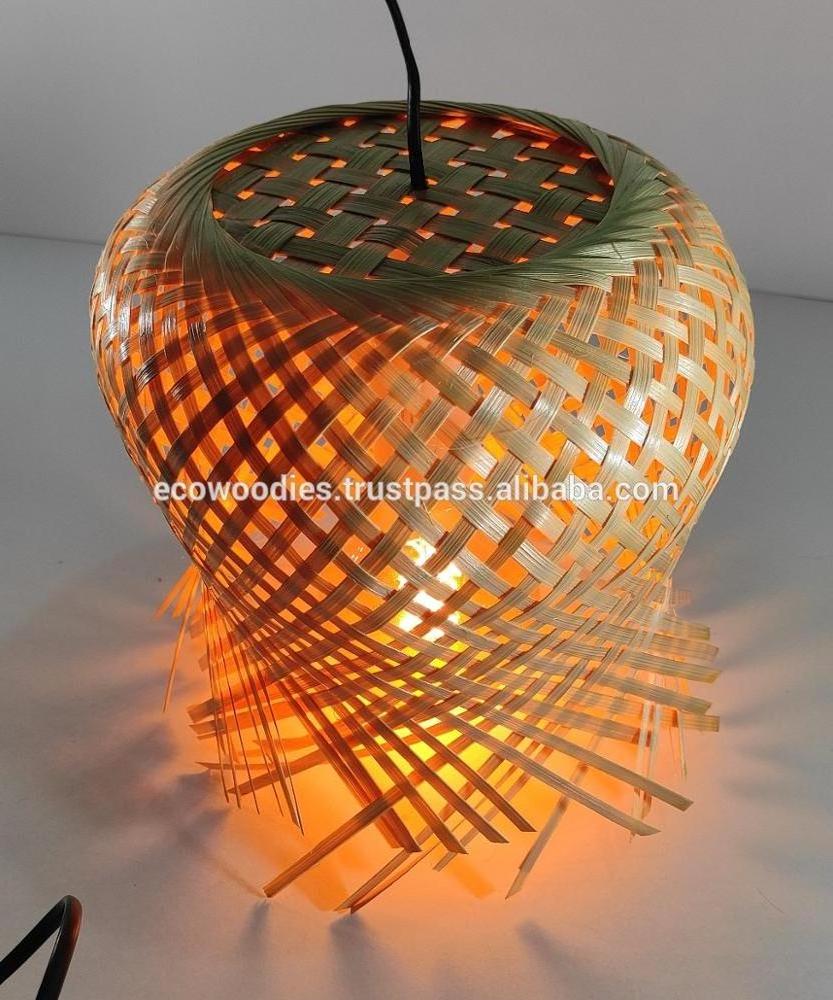 2023  Rattan Wicker Round Bamboo rattan chandelier Pendant Light Hanging Led Ceiling Light Dining Room Living Room Chandelier