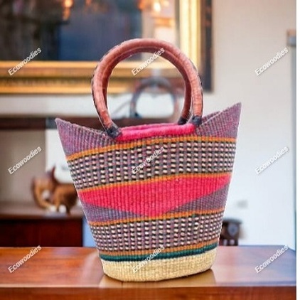 Premium Underarm Bag Fashionable Woven Straw Water Hyacinth Seagrass Wicker Basket Storage with Handle Handicrafts Bag for Women