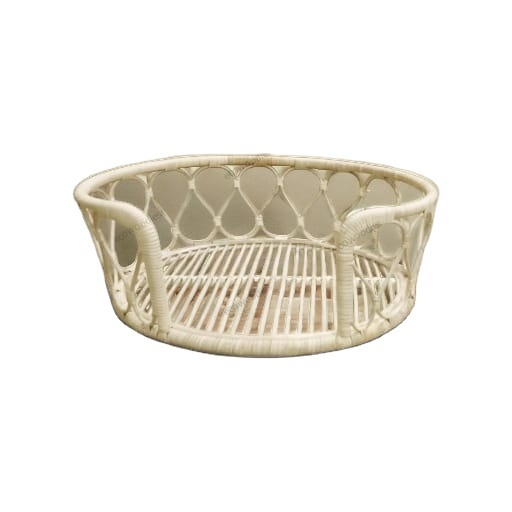 Handmade Natural Round Rattan Woven Cribs For Indoor Cats And Small Dogs Movable Indoor Outdoor Bamboo Crib For Domestic Pets