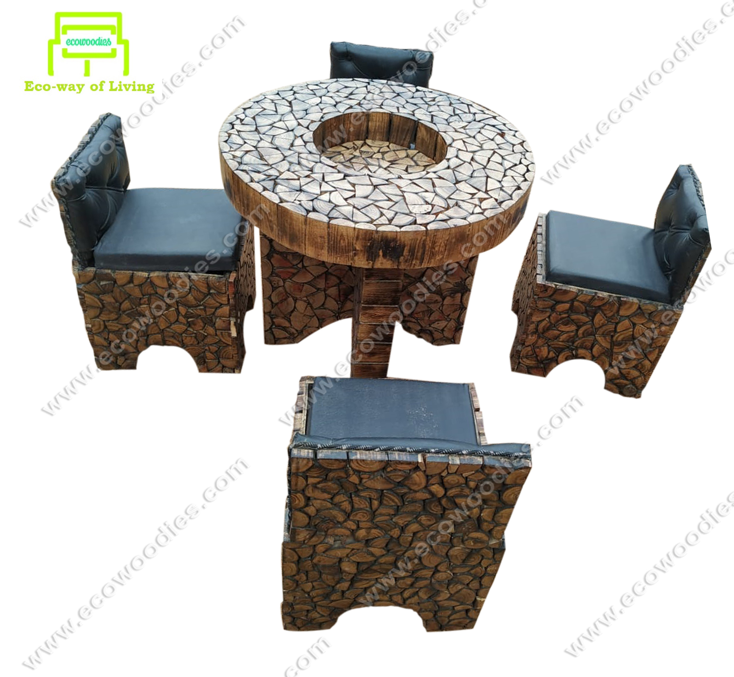 Factory Sale Natural Bamboo Log Living Room Sofa Set Of 4 Chairs And Table For Living Room Garden Indoor Outdoor Set