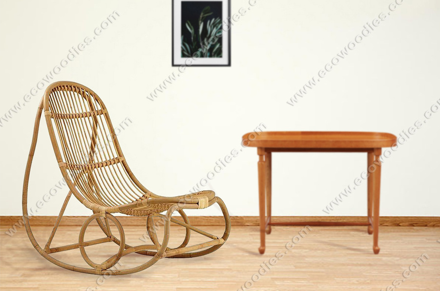 Eco-Friendly Bamboo Wooden Rocking Swing Elders Leisure Armrest Lounge Living Room Garden Swing Outdoor Indoor Recliner  Chairs