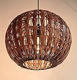 LED Rustic Black Rattan Wicker Round Chandelier Pendant Light  Hotel Bedroom Hanging Led Ceiling Light