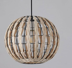 LED Rustic Black Rattan Wicker Round Chandelier Pendant Light  Hotel Bedroom Hanging Led Ceiling Light