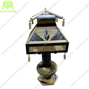 2024 Rich Look Portable Rustic Bamboo Table Lampshade  Table Top Led Lamp Floor Chandelier Pendant Home Decor Light