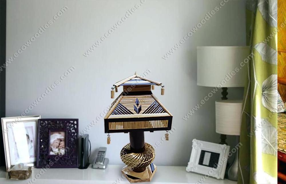 2024 Rich Look Portable Rustic Bamboo Table Lampshade  Table Top Led Lamp Floor Chandelier Pendant Home Decor Light