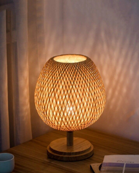 Modern Floor Lamp Tall Decorative Corner Lamp Bamboo Rattan Portable Restaurant Living Room Bedroom Lighting